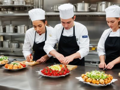 Kitchen team preparing ingredients with attention to detail and freshness